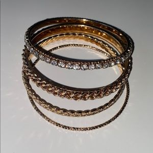 Gold-Tone Textured Bangle Bracelet set